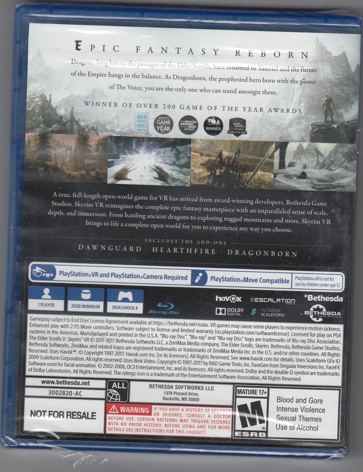 Elder Scrolls V: Skyrim VR [Not For Resale]
